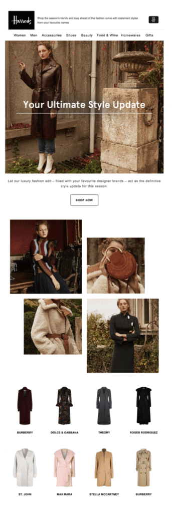 Weather-focused fashion email