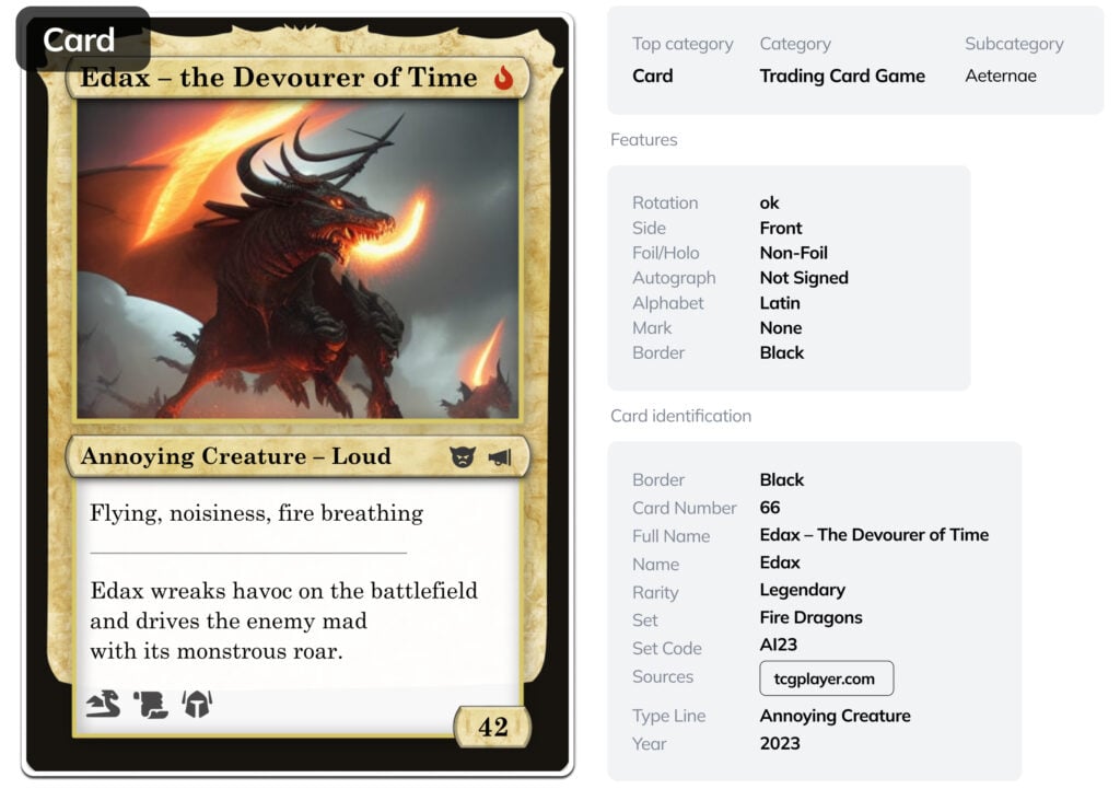 Ximilar AI recognizes the most popular trading cards, such as Pokémon, Magic The Gathering, Yu-GI-Oh, Flesh and Blood, MetaZoo and other TCGs.