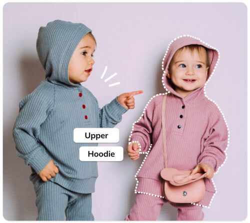 Ximilar fashion taxonomy covers baby clothes such as pants, romper suits & bodysuits, overalls, dungarees, their colors, designs, materials, and patterns.