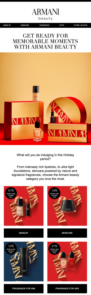 Armani Beauty live poll in email