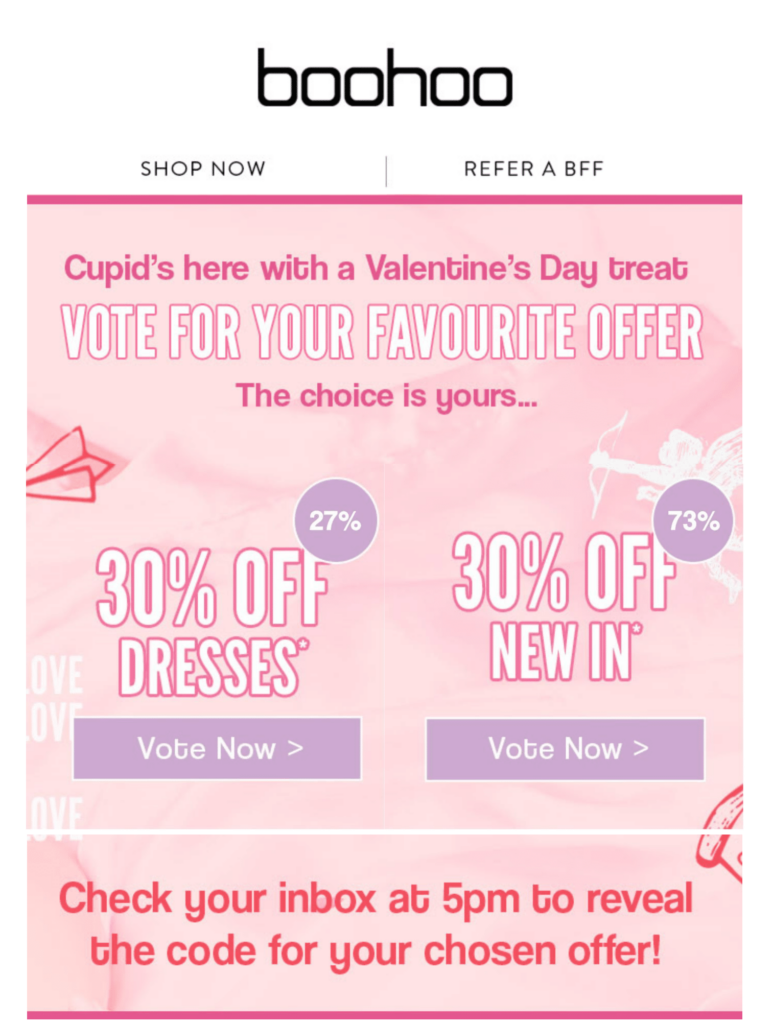 Live vote in email - vote for the offer you'd like to receive