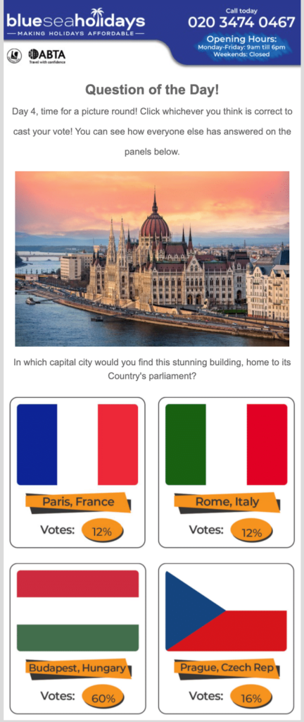 Blue Sea Holidays Question of the Day live poll