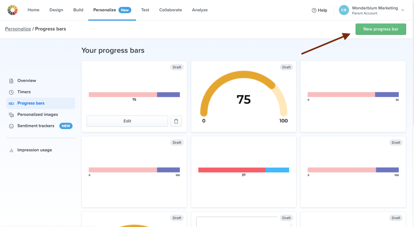 Progress bar tutorial in Litmus Personalize