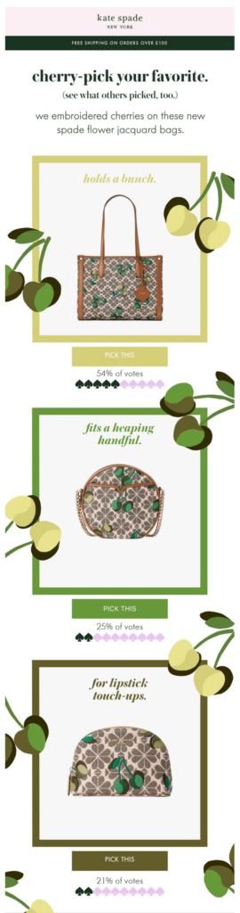 Kate Spade Live Poll with progress spades