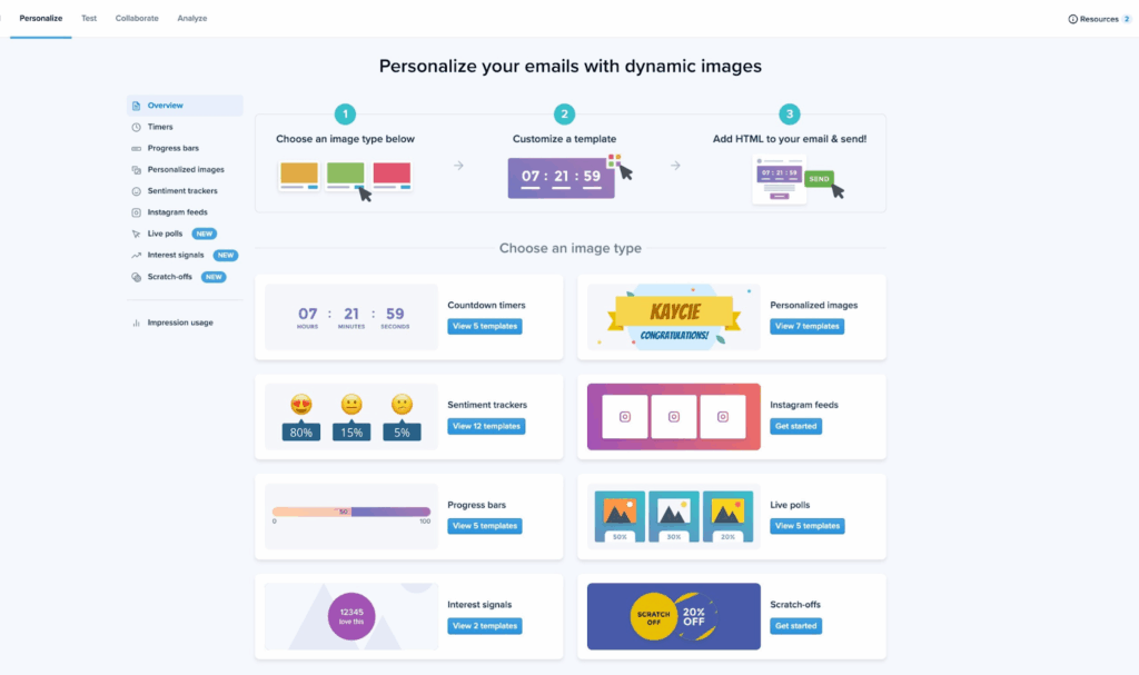 Dynamic content options in Litmus Personalize