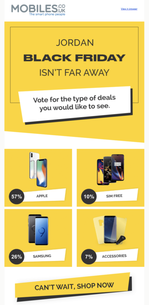 A personalized image and live poll in email