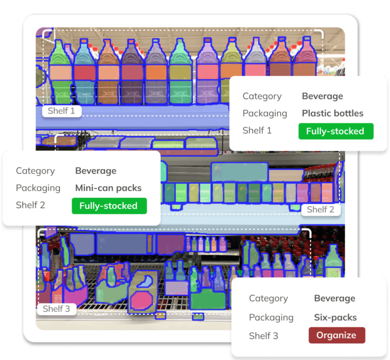 Ximilar's computer vision platform can be used to build new visual AI solutions for image and video processing, such as detection of objects on the shelves.