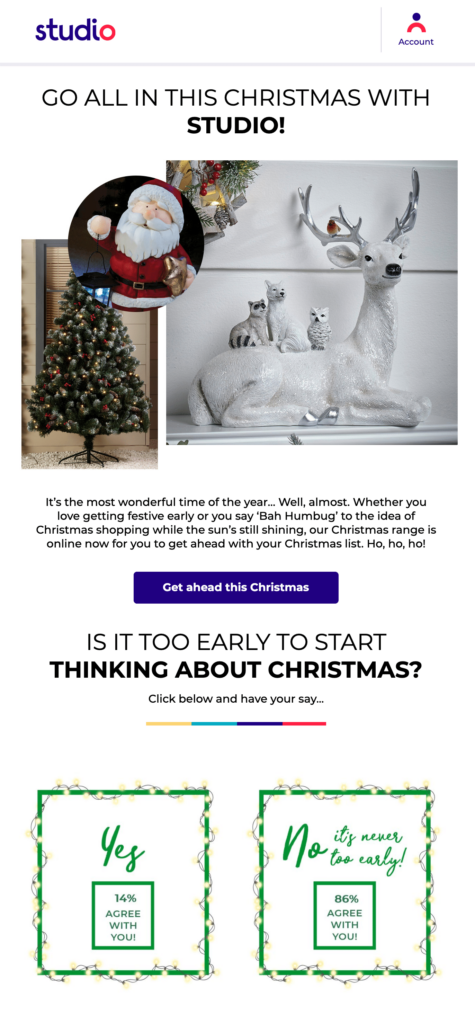 Live poll in email for Christmas