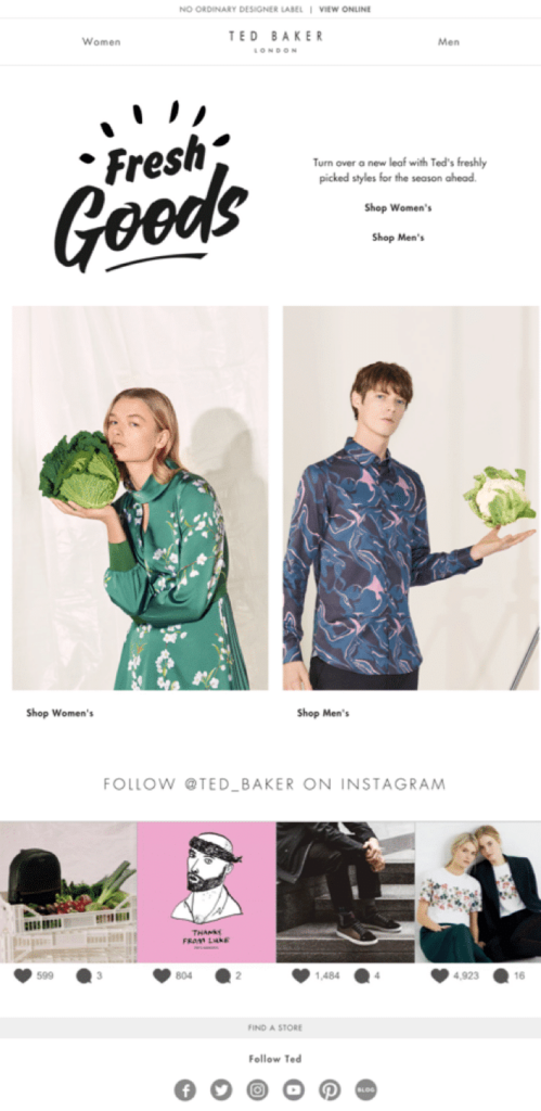 Fresh goods in email straight from the 'gram